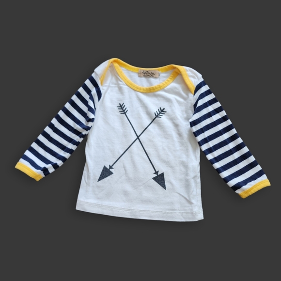 White/Navy/Yellow Striped Arrow Tee, Kid's 80 (12-18M) - Picture 1 of 6